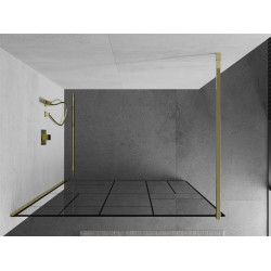 Mexen Kioto Walk-In Zuhanyfal 80 x 200 cm,  átlátszó üveg/ fekete    8 mm,  arany  - 800-080-101-50-7 Walk-In Zuhanyfal