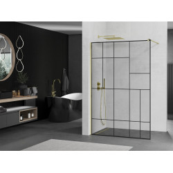 Mexen Kioto Walk-In Zuhanyfal 80 x 200 cm,  átlátszó üveg/ fekete    8 mm,  arany  - 800-080-101-50-7 Walk-In Zuhanyfal Walk-In Zuhanyfal 406594 Mexen