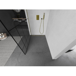 Mexen Kioto Walk-In Zuhanyfal 90 x 200 cm,  átlátszó üveg/ fekete    8 mm,  arany  - 800-090-101-50-7 Walk-In Zuhanyfal