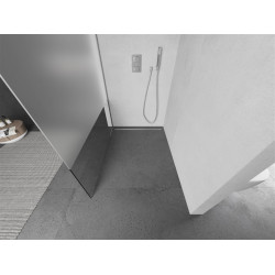 Mexen Kioto Walk-In Zuhanyfal 140 x 200 cm,  átlátszó üveg/ szatén  8 mm, króm - 800-140-101-01-3 Walk-In Zuhanyfal