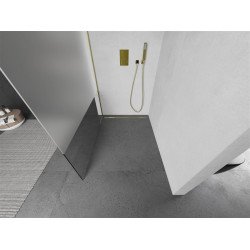Mexen Kioto Walk-In Zuhanyfal 130 x 200 cm,  átlátszó üveg/ szatén  8 mm,  arany  - 800-130-101-50-3 Walk-In Zuhanyfal