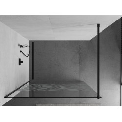 Mexen Kioto Walk-In Zuhanyfal 70 x 200 cm,  átlátszó üveg/fehér   8 mm,  fekete  - 800-070-101-70-8 Walk-In Zuhanyfal