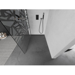Mexen Kioto Walk-In Zuhanyfal 80 x 200 cm,  átlátszó üveg/fehér   8 mm,  fekete  - 800-080-101-70-8 Walk-In Zuhanyfal