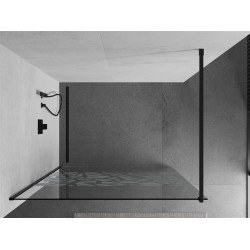 Mexen Kioto Walk-In Zuhanyfal 120 x 200 cm,  átlátszó üveg/fehér   8 mm,  fekete  - 800-120-101-70-8 Walk-In Zuhanyfal