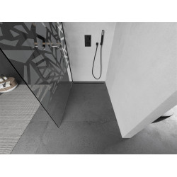 Mexen Kioto Walk-In Zuhanyfal 140 x 200 cm,  átlátszó üveg/fehér   8 mm,  fekete  - 800-140-101-70-8 Walk-In Zuhanyfal