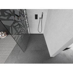 Mexen Kioto Walk-In Zuhanyfal 140 x 200 cm,  átlátszó üveg/fehér   8 mm,  fekete  - 800-140-101-70-8 Walk-In Zuhanyfal