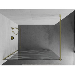 Mexen Kioto Walk-In Zuhanyfal 80 x 200 cm,  átlátszó üveg/fehér   8 mm,  arany  - 800-080-101-50-9 Walk-In Zuhanyfal
