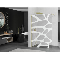 Mexen Kioto Walk-In Zuhanyfal 80 x 200 cm,  átlátszó üveg/fehér   8 mm,  arany  - 800-080-101-50-9 Walk-In Zuhanyfal Walk-In Zuhanyfal 406594 Mexen