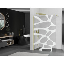 Mexen Kioto Walk-In Zuhanyfal 90 x 200 cm,  átlátszó üveg/fehér   8 mm,  arany  - 800-090-101-50-9 Walk-In Zuhanyfal Walk-In Zuhanyfal 406594 Mexen