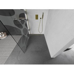 Mexen Kioto Walk-In Zuhanyfal 100 x 200 cm,  átlátszó üveg/fehér   8 mm,  arany  - 800-100-101-50-9 Walk-In Zuhanyfal