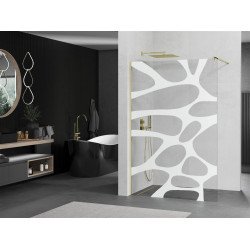 Mexen Kioto Walk-In Zuhanyfal 130 x 200 cm,  átlátszó üveg/fehér   8 mm,  arany  - 800-130-101-50-9 Walk-In Zuhanyfal