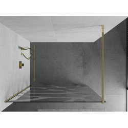Mexen Kioto Walk-In Zuhanyfal 130 x 200 cm,  átlátszó üveg/fehér   8 mm,  arany  - 800-130-101-50-9 Walk-In Zuhanyfal