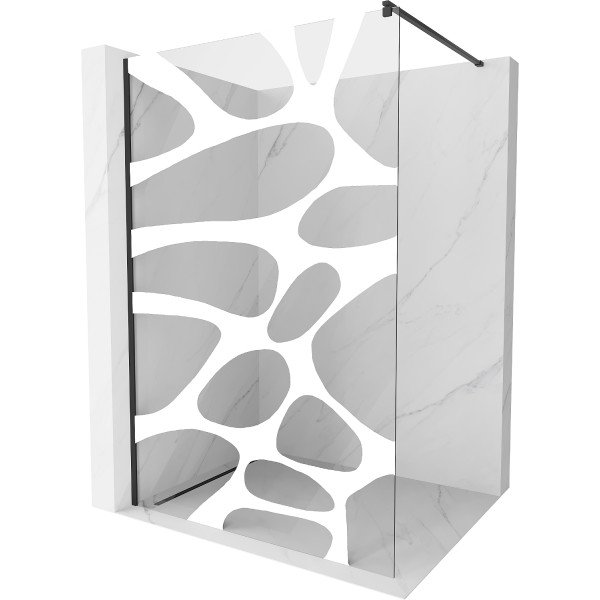 Mexen Kioto Walk-In Zuhanyfal 70 x 200 cm,  átlátszó üveg/fehér   8 mm,  fekete  - 800-070-101-70-9 Walk-In Zuhanyfal