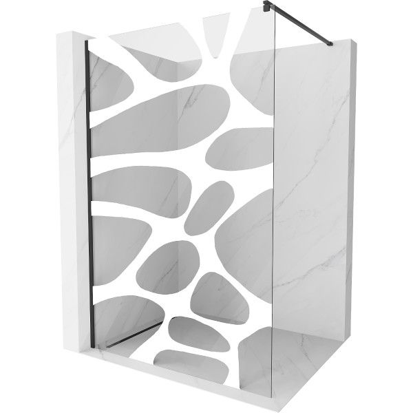 Mexen Kioto Walk-In Zuhanyfal 80 x 200 cm,  átlátszó üveg/fehér   8 mm,  fekete  - 800-080-101-70-9 Walk-In Zuhanyfal