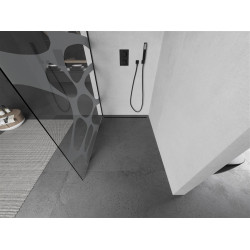 Mexen Kioto Walk-In Zuhanyfal 80 x 200 cm,  átlátszó üveg/fehér   8 mm,  fekete  - 800-080-101-70-9 Walk-In Zuhanyfal