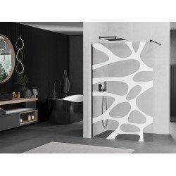 Mexen Kioto Walk-In Zuhanyfal 80 x 200 cm,  átlátszó üveg/fehér   8 mm,  fekete  - 800-080-101-70-9 Walk-In Zuhanyfal