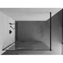 Mexen Kioto Walk-In Zuhanyfal 100 x 200 cm,  átlátszó üveg/fehér   8 mm,  fekete  - 800-100-101-70-9 Walk-In Zuhanyfal