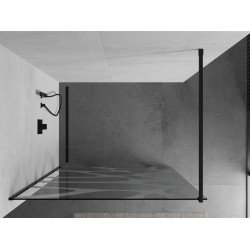 Mexen Kioto Walk-In Zuhanyfal 130 x 200 cm,  átlátszó üveg/fehér   8 mm,  fekete  - 800-130-101-70-9 Walk-In Zuhanyfal