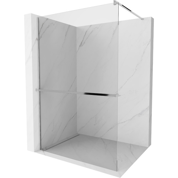 Mexen Kioto+ Walk-In Zuhanyfal    törölközö  tartóval  90 x 200 cm,  átlátszó üveg 8 mm, króm - 800-090-121-01- Walk-In Zuhanyfal