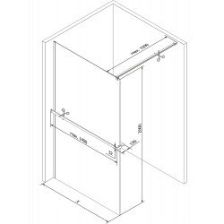 Mexen Kioto+ Walk-In Zuhanyfal    törölközö  tartóval  100 x 200 cm,   szatén  8 mm, króm - 800-100-121-01-3 Walk-In Zuhanyfal