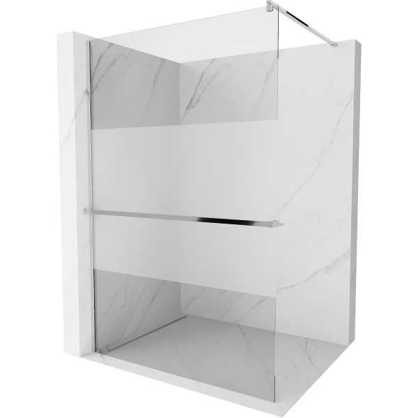 Mexen Kioto+ Walk-In Zuhanyfal    törölközö  tartóval  80 x 200 cm,  átlátszó üveg/ szatén  8 mm, króm - 800-080-121-01-3 Walk-In Zuhanyfal