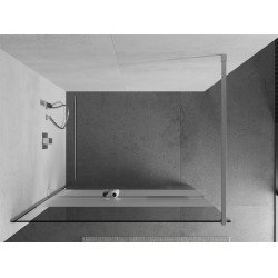 Mexen Kioto+ Walk-In Zuhanyfal    törölközö  tartóval  80 x 200 cm,  átlátszó üveg/ szatén  8 mm, króm - 800-080-121-01-3 Walk-In Zuhanyfal