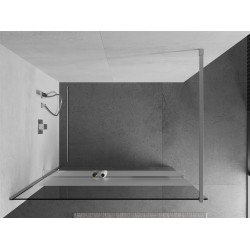 Mexen Kioto+ Walk-In Zuhanyfal    törölközö  tartóval  90 x 200 cm,  átlátszó üveg/ szatén  8 mm, króm - 800-090-121-01-3 Walk-In Zuhanyfal