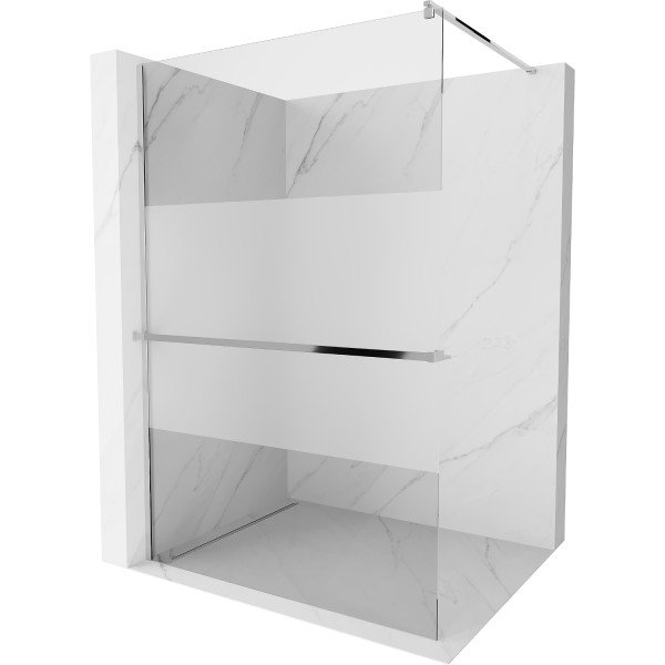 Mexen Kioto+ Walk-In Zuhanyfal    törölközö  tartóval  100 x 200 cm,  átlátszó üveg/ szatén  8 mm, króm - 800-100-121-01-3 Walk-In Zuhanyfal
