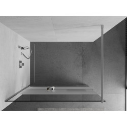 Mexen Kioto+ Walk-In Zuhanyfal    törölközö  tartóval  110 x 200 cm,  átlátszó üveg/ szatén  8 mm, króm - 800-110-121-01-3 Walk-In Zuhanyfal