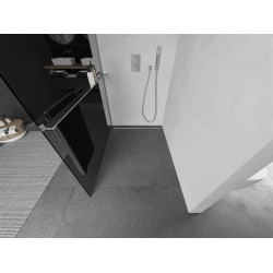 Mexen Kioto+ Walk-In Zuhanyfal    törölközö  tartóval  80 x 200 cm, grafit 8 mm, króm - 800-080-121-01-4 Walk-In Zuhanyfal