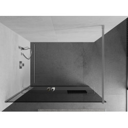 Mexen Kioto+ Walk-In Zuhanyfal    törölközö  tartóval  100 x 200 cm, grafit 8 mm, króm - 800-100-121-01-4 Walk-In Zuhanyfal