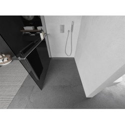 Mexen Kioto+ Walk-In Zuhanyfal    törölközö  tartóval  100 x 200 cm, grafit 8 mm, króm - 800-100-121-01-4 Walk-In Zuhanyfal