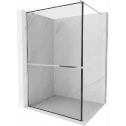 Mexen Kioto+ Walk-In Zuhanyfal    törölközö  tartóval  100 x 200 cm,  átlátszó üveg/ fekete    8 mm, króm - 800-100-121-01-7 Walk-In Zuhanyfal Walk-In Zuhanyfal 406594 Mexen