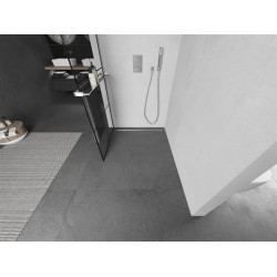 Mexen Kioto+ Walk-In Zuhanyfal    törölközö  tartóval  90 x 200 cm,  átlátszó üveg/ fekete    8 mm, króm - 800-090-121-01-7 Walk-In Zuhanyfal