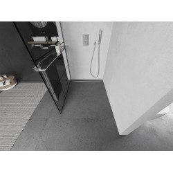 Mexen Kioto+ Walk-In Zuhanyfal    törölközö  tartóval  100 x 200 cm,  átlátszó üveg/ fekete    8 mm, króm - 800-100-121-01-7 Walk-In Zuhanyfal