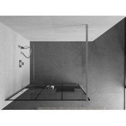 Mexen Kioto+ Walk-In Zuhanyfal    törölközö  tartóval  110 x 200 cm,  átlátszó üveg/ fekete    8 mm, króm - 800-110-121-01-7 Walk-In Zuhanyfal