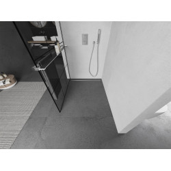 Mexen Kioto+ Walk-In Zuhanyfal    törölközö  tartóval  120 x 200 cm,  átlátszó üveg/ fekete    8 mm, króm - 800-120-121-01-7 Walk-In Zuhanyfal