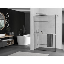 Mexen Kioto+ Walk-In Zuhanyfal    törölközö  tartóval  80 x 200 cm,  átlátszó üveg/ fekete    8 mm, króm - 800-080-121-01-7 Walk-In Zuhanyfal Walk-In Zuhanyfal 406594 Mexen