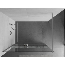 Mexen Kioto+ Walk-In Zuhanyfal    törölközö  tartóval  80 x 200 cm,  átlátszó üveg/fehér   8 mm, króm - 800-080-121-01-8 Walk-In Zuhanyfal