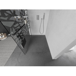 Mexen Kioto+ Walk-In Zuhanyfal    törölközö  tartóval  90 x 200 cm,  átlátszó üveg/fehér   8 mm, króm - 800-090-121-01-8 Walk-In Zuhanyfal