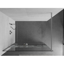 Mexen Kioto+ Walk-In Zuhanyfal    törölközö  tartóval  100 x 200 cm,  átlátszó üveg/fehér   8 mm, króm - 800-100-121-01-8 Walk-In Zuhanyfal