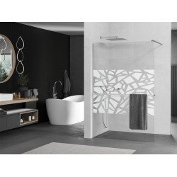 Mexen Kioto+ Walk-In Zuhanyfal    törölközö  tartóval  100 x 200 cm,  átlátszó üveg/fehér   8 mm, króm - 800-100-121-01-8 Walk-In Zuhanyfal