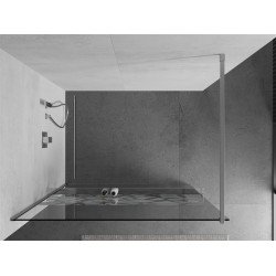 Mexen Kioto+ Walk-In Zuhanyfal    törölközö  tartóval  130 x 200 cm,  átlátszó üveg/fehér   8 mm, króm - 800-130-121-01-8 Walk-In Zuhanyfal