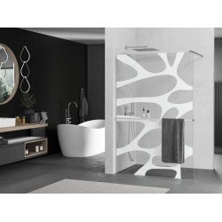 Mexen Kioto+ Walk-In Zuhanyfal    törölközö  tartóval  100 x 200 cm,  fehér    8 mm, króm - 800-100-121-01-9 Walk-In Zuhanyfal