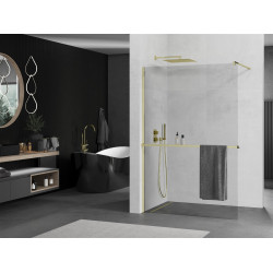 Mexen Kioto+ Walk-In Zuhanyfal    törölközö  tartóval  70 x 200 cm,  átlátszó üveg 8 mm,  arany  - 800-070-121-50- Walk-In Zuhanyfal Walk-In Zuhanyfal 406594 Mexen