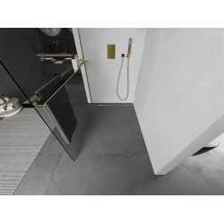 Mexen Kioto+ Walk-In Zuhanyfal    törölközö  tartóval  70 x 200 cm,  átlátszó üveg 8 mm,  arany  - 800-070-121-50- Walk-In Zuhanyfal