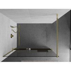 Mexen Kioto+ Walk-In Zuhanyfal    törölközö  tartóval  70 x 200 cm,  átlátszó üveg 8 mm,  arany  - 800-070-121-50- Walk-In Zuhanyfal