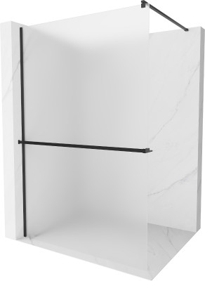 Mexen Kioto+ Walk-In Zuhanyfal    törölközö  tartóval  90 x 200 cm,   szatén  8 mm,  fekete  - 800-090-121-70-3 Walk-In Zuhanyfal