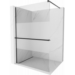Mexen Kioto+ Walk-In Zuhanyfal    törölközö  tartóval  100 x 200 cm,  átlátszó üveg/ szatén  8 mm,  fekete  - 800-100-121-70-3 Walk-In Zuhanyfal Walk-In Zuhanyfal 406594 Mexen