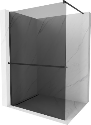 Mexen Kioto+ Walk-In Zuhanyfal    törölközö  tartóval  90 x 200 cm, grafit 8 mm,  fekete  - 800-090-121-70-4 Walk-In Zuhanyfal